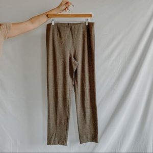J. JILL | Brown Houndstooth Ponte Slim Leg Cotton Blend Pull On Pants Sz M